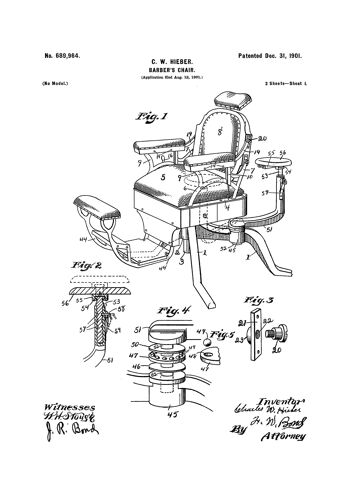 Impression de dessin brevet: Chaise de barbier 2