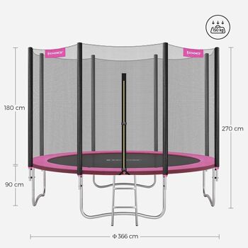 Trampoline 366 cm avec filet de sécurité 10