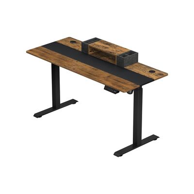 Height adjustable desk in vintage brown and black