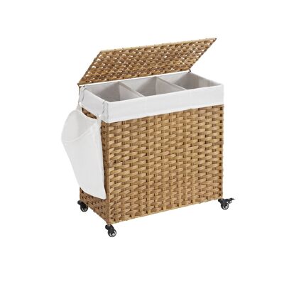 Laundry basket with 3 compartments Natural color