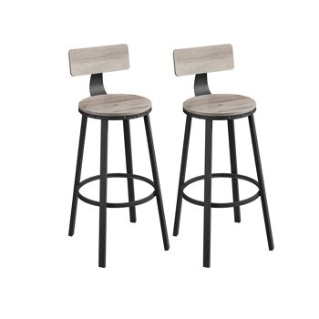 Lot de 2 Tabourets de Bar Greige Noir 2