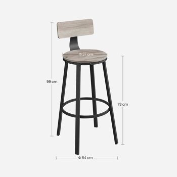 Lot de 2 Tabourets de Bar Greige Noir 7