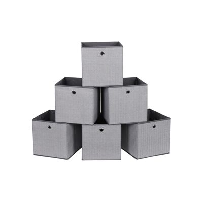 Set di 6 scatole portaoggetti grigio scuro