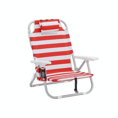 Strandstoel met koeltas rood en wit