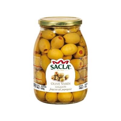 GIANT GREEN OLIVES WITH NATURAL PEPPERS 1kg