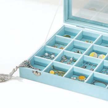 Boîte à bijoux avec couvercle en verre et couvercle en velours bleu clair 6