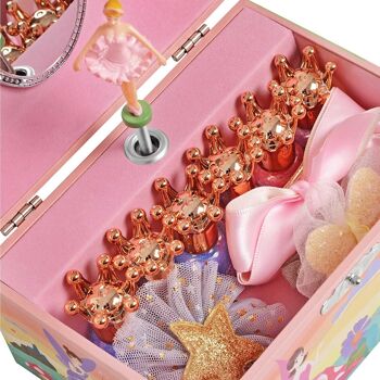 Boîte à bijoux avec musique et miroir rose 6