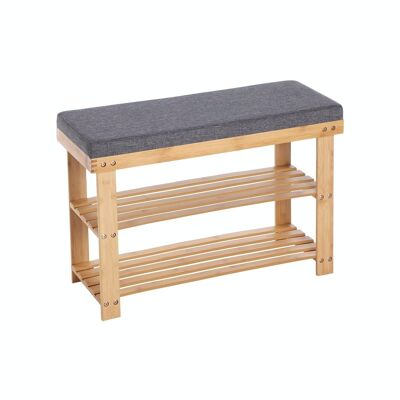 Bamboo Shoe Bench Natural Grey