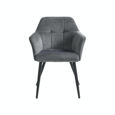 Dining chair upholstered in gray velvet