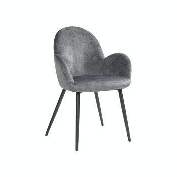 Chaise de salle à manger avec revêtement en velours gris 1