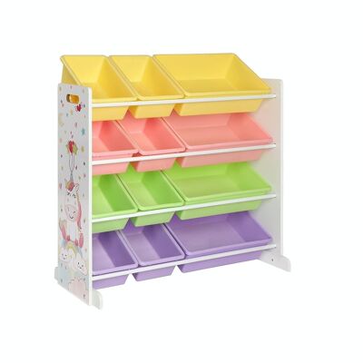 Toy rack with 12 removable trays