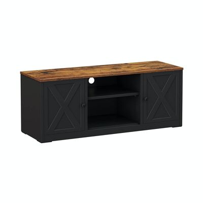 TV cabinet with adjustable shelves in vintage brown and black