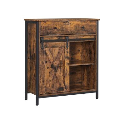 Industrial style side cabinet with drawer