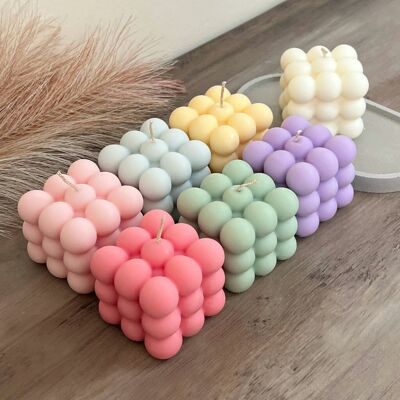 Bougie décorative à bulles de soja pastel Bougies cubiques végétaliennes