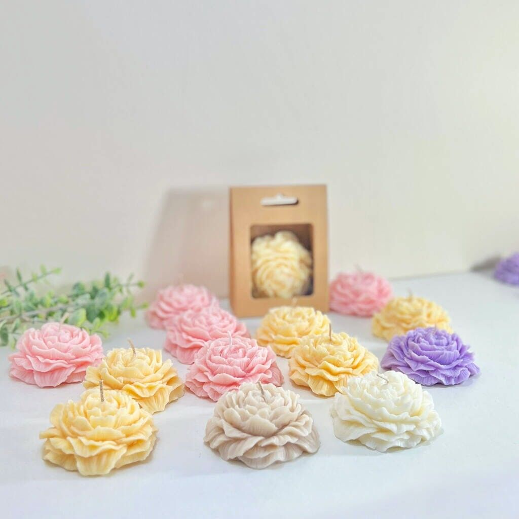 Vela de flor con forma de peonía Velas florales de pétalos de rosa