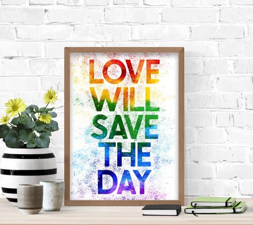 Love will save the day rainbow print