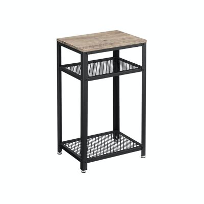 Side table 2 grid shelves greige black