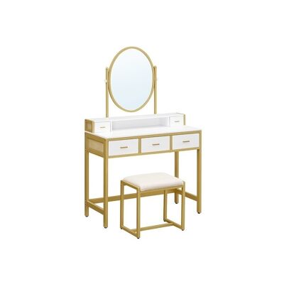 Dressing table mirror white and gold