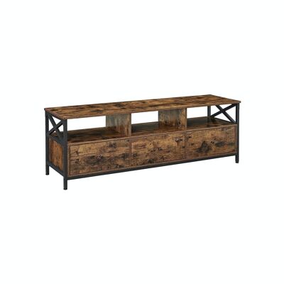 Industrial style TV stand with 3 drawers