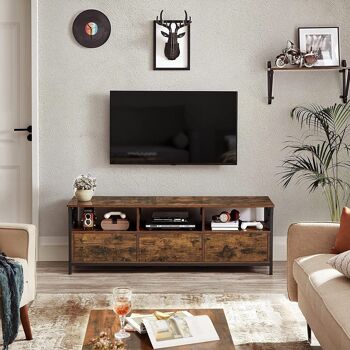 Meuble TV de style industriel avec 3 tiroirs 3