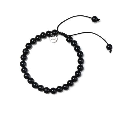 Onyx pearl wax cord bracelet