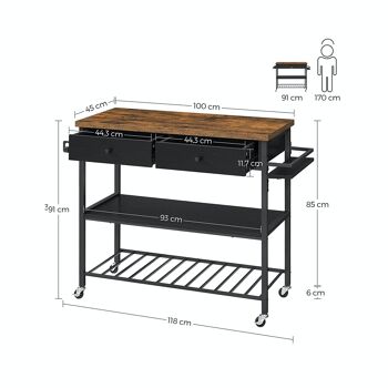 Chariot de cuisine sur roulettes de style industriel 7