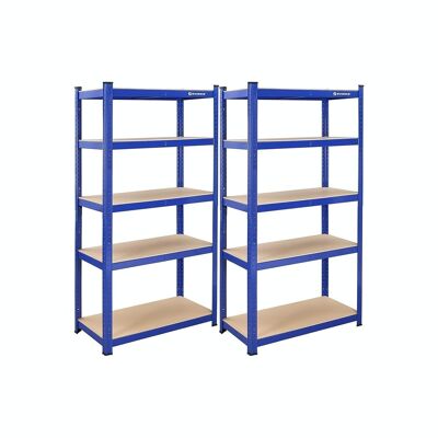 Storage Shelves Set of 2 with 5 Adjustable Shelves Blue