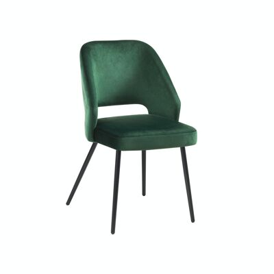 Set of 2 dining room chairs with green velvet upholstery