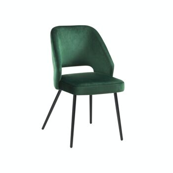 Ensemble de 2 chaises de salle à manger avec revêtement en velours vert 1