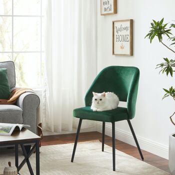 Ensemble de 2 chaises de salle à manger avec revêtement en velours vert 3