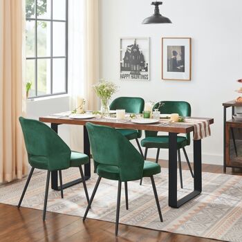 Ensemble de 2 chaises de salle à manger avec revêtement en velours vert 4