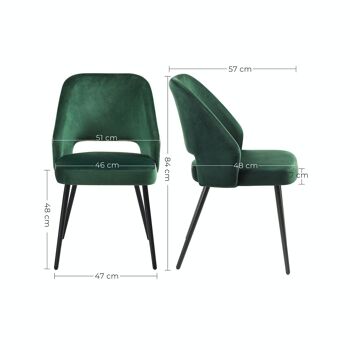 Ensemble de 2 chaises de salle à manger avec revêtement en velours vert 8