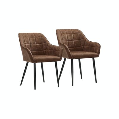 Set of 2 dining room chairs with dark brown PU cover