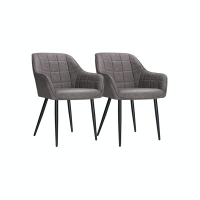 Set of 2 dining room chairs with gray PU cover