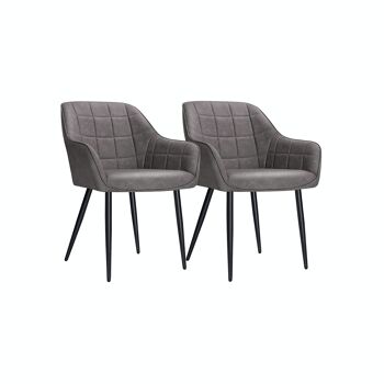 Lot de 2 chaises de salle à manger avec revêtement PU gris 2