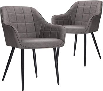 Lot de 2 chaises de salle à manger avec revêtement PU gris 3