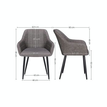 Lot de 2 chaises de salle à manger avec revêtement PU gris 8