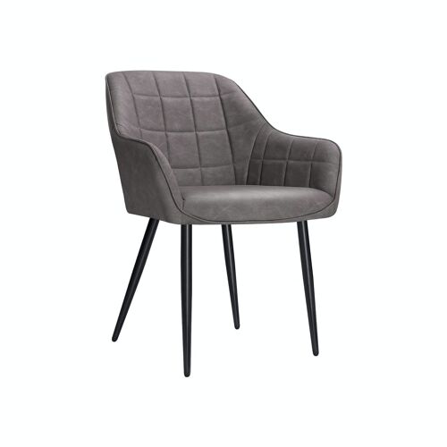 Eetkamerstoel fauteuil met grijze PU hoes