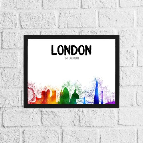 London rainbow skyline print