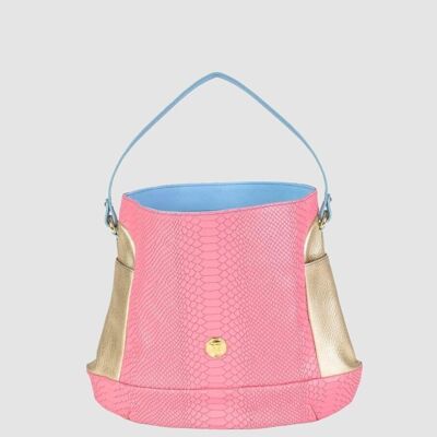 Aylen French pink snake-effect cowhide leather hobo bag