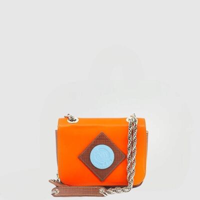 Women's Poison chain bag in Bright Marigold cowhide leather