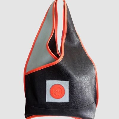 Black, Sky Blue and Orange Amandine Maxi Shoulder Bag
