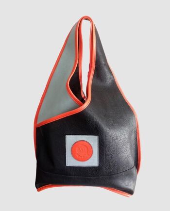 Maxi sac porté épaule Amandine noir, bleu ciel et orange 1