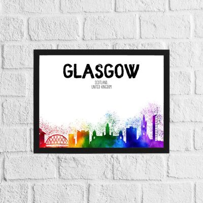 Glasgow-Regenbogen-Skyline-Druck