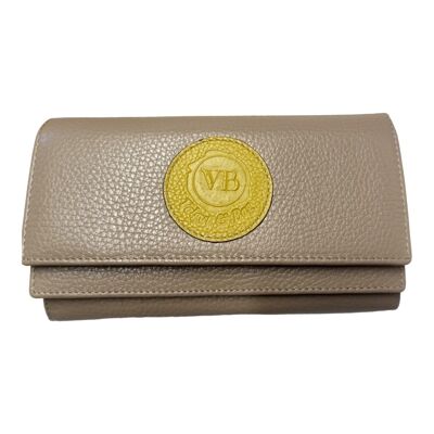 Taupe Calfskin Wallet with Double Compartments