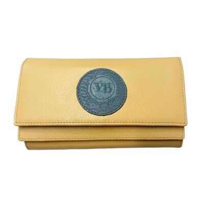 Vanilla Calfskin Wallet with Double Compartments