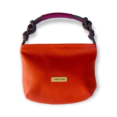 Tasche aus orangefarbenem Kalbsleder mit Amalesh-Knoten