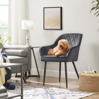 Ensemble de 2 chaises de salle à manger rembourrées avec accoudoirs gris 5