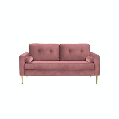 Sofá tapizado en terciopelo rosa