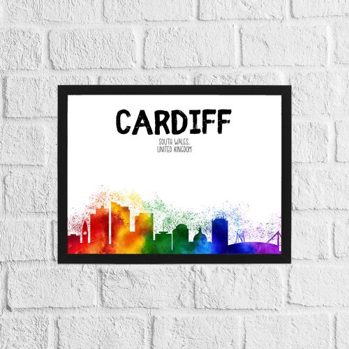 Cardiff rainbow skyline print